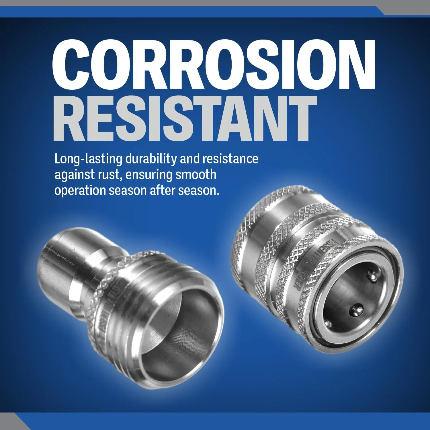 Essential Washer ¾” Stainless Steel Garden Hose Quick Connect Fittings | Plug & Coupler Set of 2