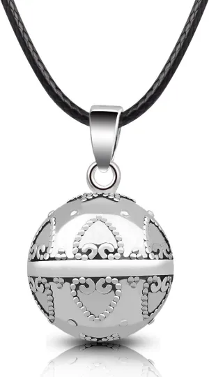 EUDORA Harmony Ball Chime Bola Necklace for Pregnancy, Vintage Silver Maternity Bell Wishing Ball Gifts for Mother Wife Daughter Grils, 30 & 45 inch Rope