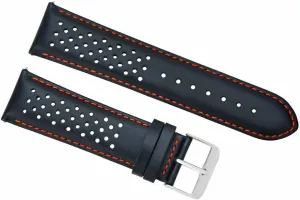 Ewatchparts 18mm Compatible With Tag Heuer Carrera Perforated Leather Watch Rally Band Strap Quick Release Blue