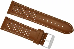 Ewatchparts 18mm Compatible With Tag Heuer Carrera Perforated Leather Watch Rally Band Strap Quick Release Tan