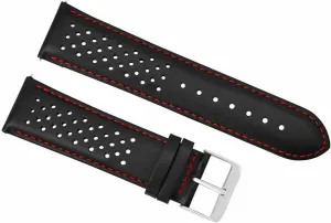 Ewatchparts 20mm Leather Watch Band Strap Compatible With Tag Heuer Carrera Perforated Quick Release Black