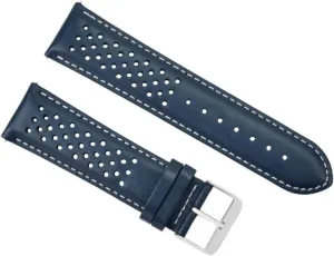 Ewatchparts 22mm Perforated Leather Watch Band Strap Compatible With Tag Heuer Carrera Quick Release Blue