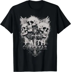 Faith Over Fear Emo Shirt Gothic Skull Men’s Christian T-Shirt