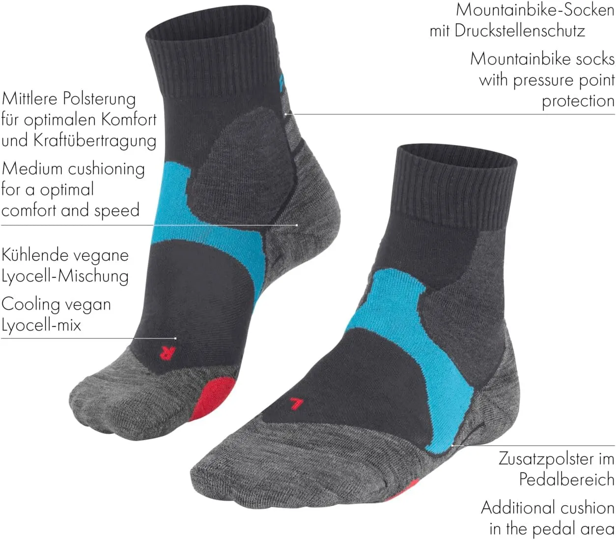 FALKE Unisex BC3 Comfort Cycling Socks, Quarter, Thick, Quick Dry Cotton, 1 Pair
