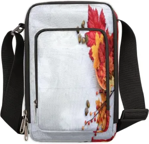 Fall Thanksgiving Pine Cones Crossbody Bag Small Sling Bag for Women and Men with Adjustable Shoulder Strap and Zipper Waterproof Fanny Pack for Working Traveling Hiking