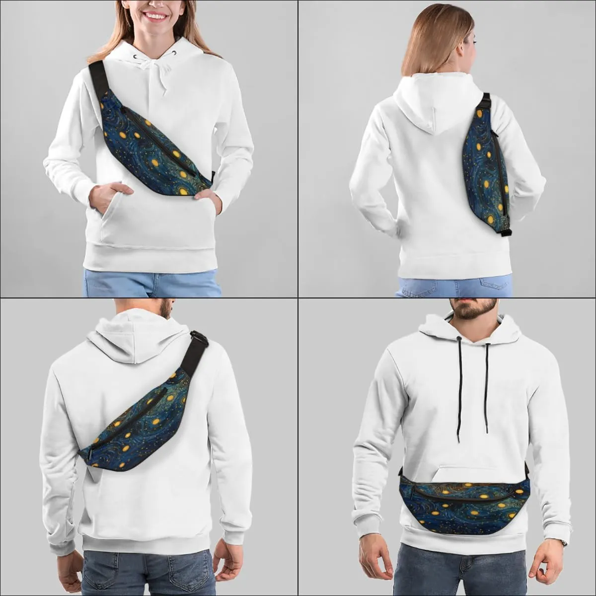Fanny Pack for Women Men Abstract Stars Waist Pack Crossbody Bag with Adjustable Straps for Hiking Running Walking Travel Cycling