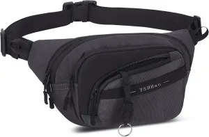 Fanny Pack for Women Men Crossbody Bag with Large Capacity Waterproof Bum Bag with Key Holder Belt Bag with Adjustable Strap Waist Pack for Running Travel Hiking Cycling (Grey)