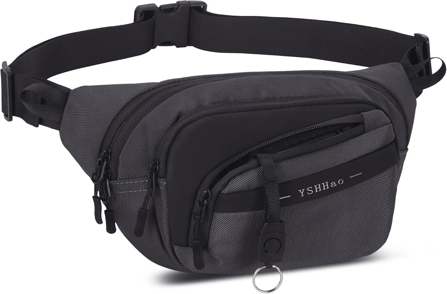 Fanny Pack for Women Men Crossbody Bag with Large Capacity Waterproof Bum Bag with Key Holder Belt Bag with Adjustable Strap Waist Pack for Running Travel Hiking Cycling (Grey)