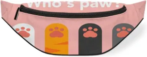 Fanny Pack for Women Men Cute Animal Cat Paw Print Quote Waist Pack Crossbody Bag with Adjustable Straps for Hiking Running Walking Travel Cycling