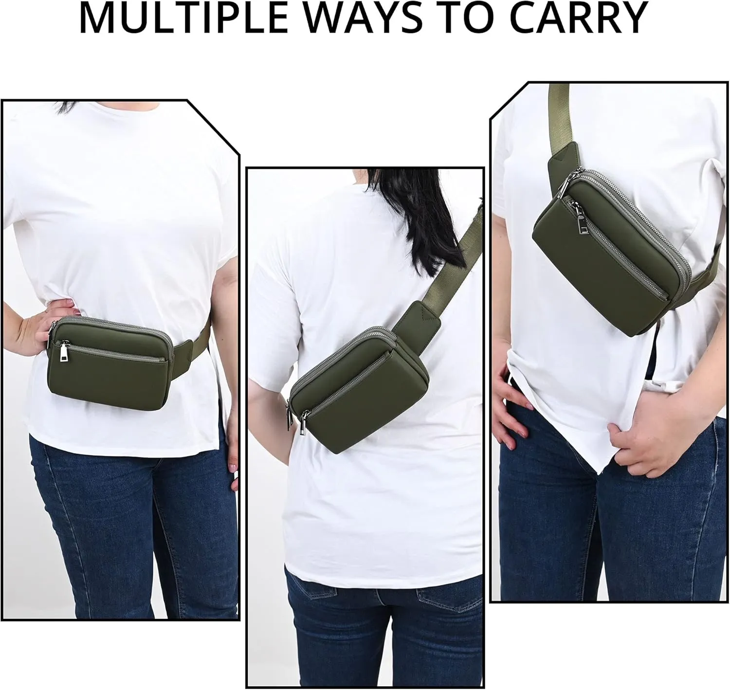 Fanny Pack for Women Men Fashion Small Waist Bag Belt Bag with Adjustable Strap for Travel Hiking Running (Green)