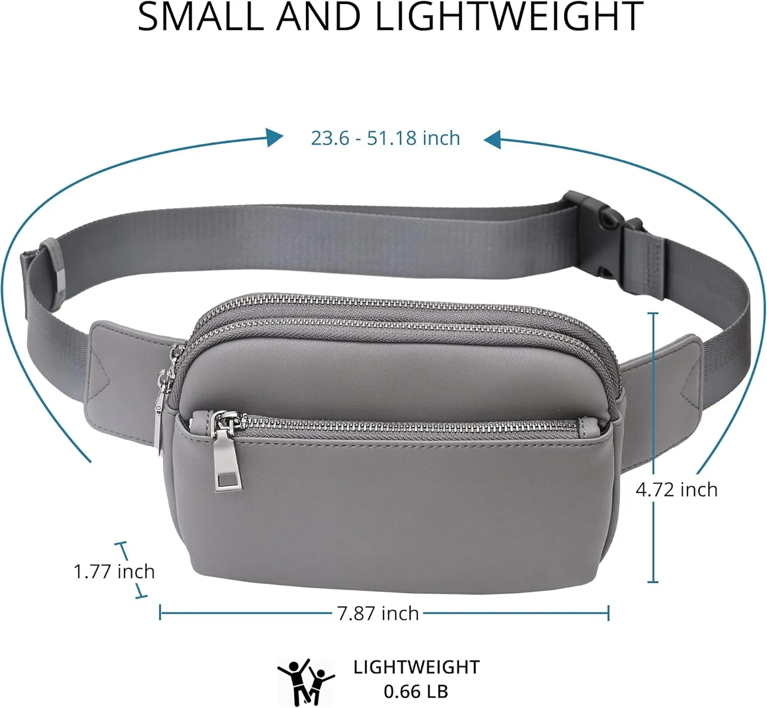 Fanny Pack for Women Men Fashion Small Waist Bag Belt Bag with Adjustable Strap for Travel Hiking Running (Grey)