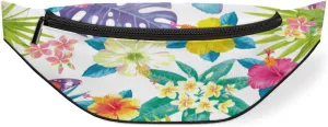 Fanny Pack for Women Men Tropical Flower Butterfly Waist Pack Crossbody Bag with Adjustable Straps for Hiking Running Walking Travel Cycling