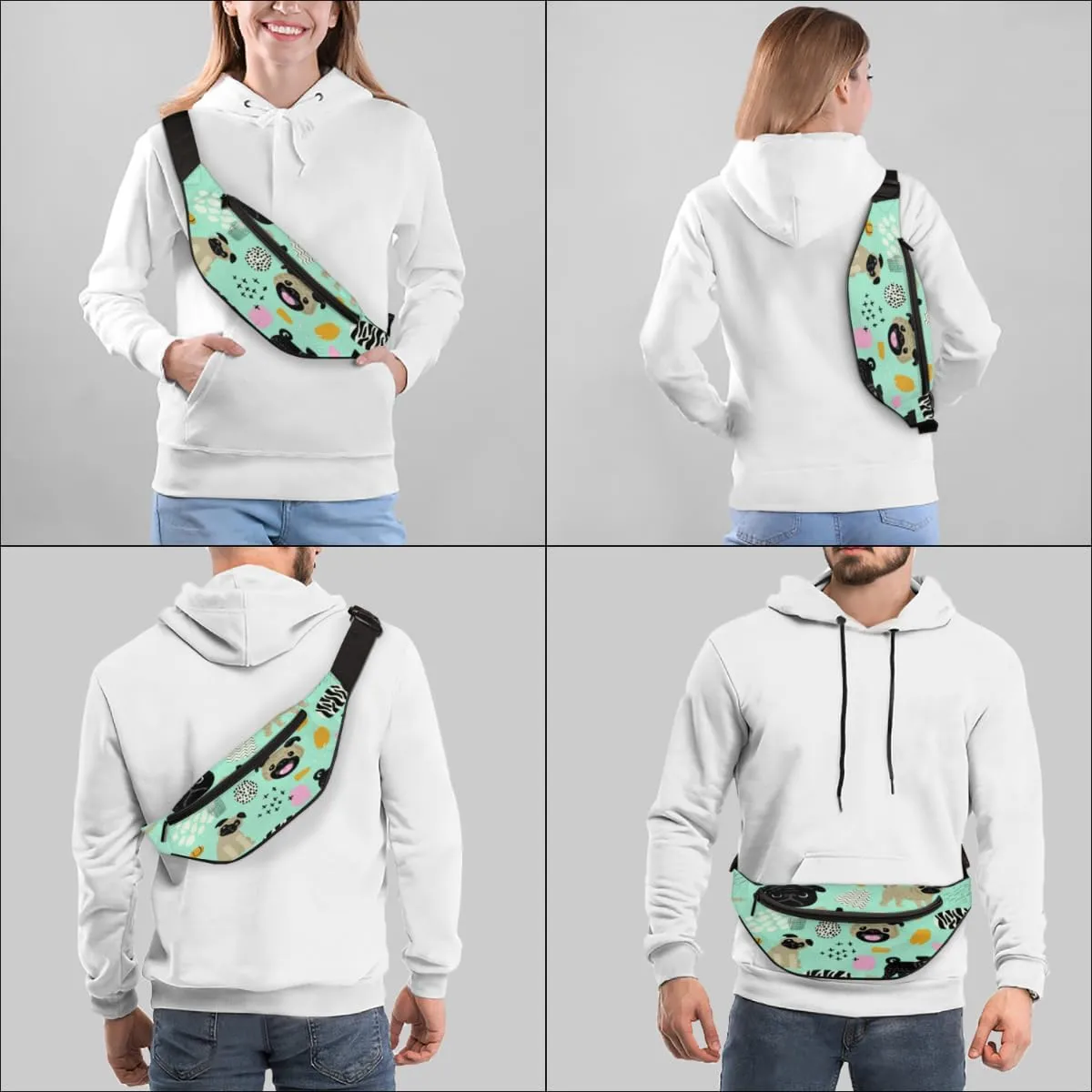 Fanny Pack for Women Men Waist Pack Abstract Dog Painting Crossbody Bag with Adjustable Straps for Hiking Running Walking Travel Cycling