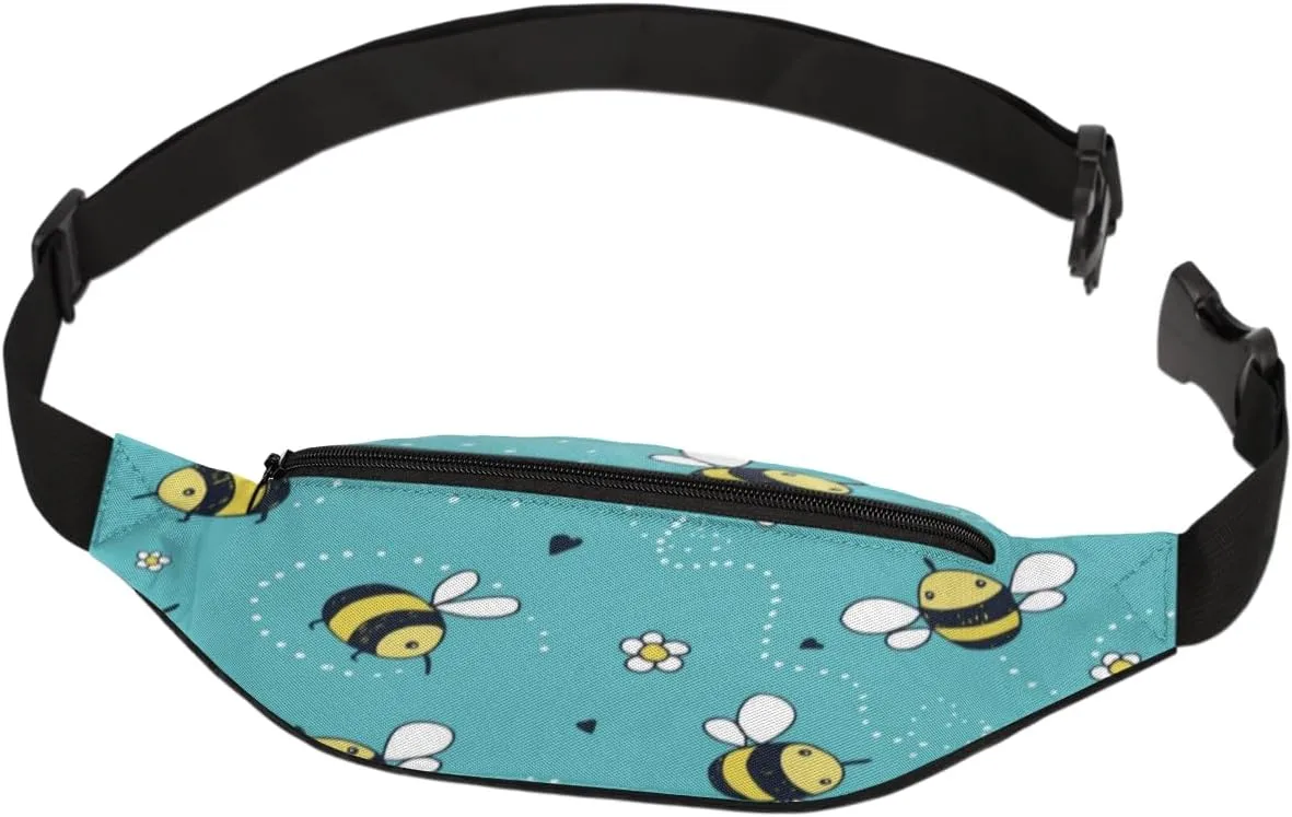Fanny Pack for Women Men Waist Pack Bees Flowers Crossbody Bag with Adjustable Straps for Hiking Running Walking Travel Cycling