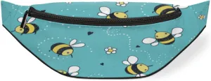 Fanny Pack for Women Men Waist Pack Bees Flowers Crossbody Bag with Adjustable Straps for Hiking Running Walking Travel Cycling