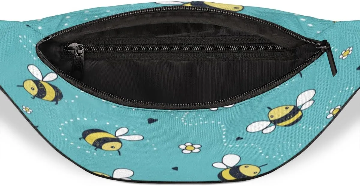 Fanny Pack for Women Men Waist Pack Bees Flowers Crossbody Bag with Adjustable Straps for Hiking Running Walking Travel Cycling