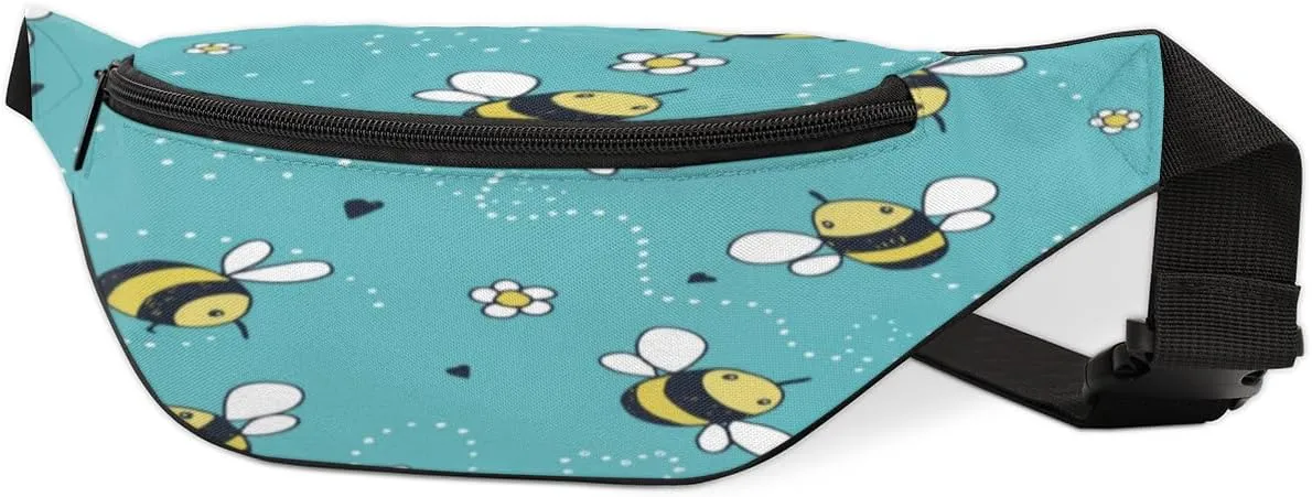 Fanny Pack for Women Men Waist Pack Bees Flowers Crossbody Bag with Adjustable Straps for Hiking Running Walking Travel Cycling