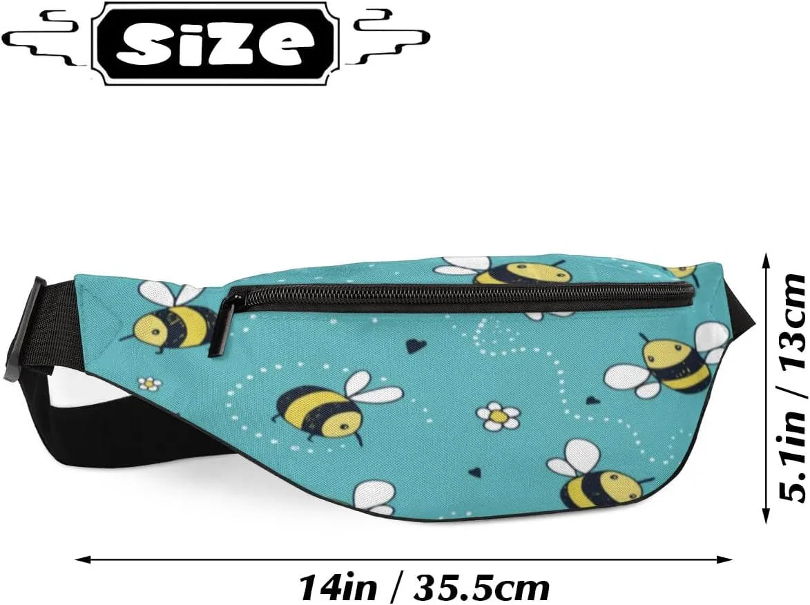 Fanny Pack for Women Men Waist Pack Bees Flowers Crossbody Bag with Adjustable Straps for Hiking Running Walking Travel Cycling