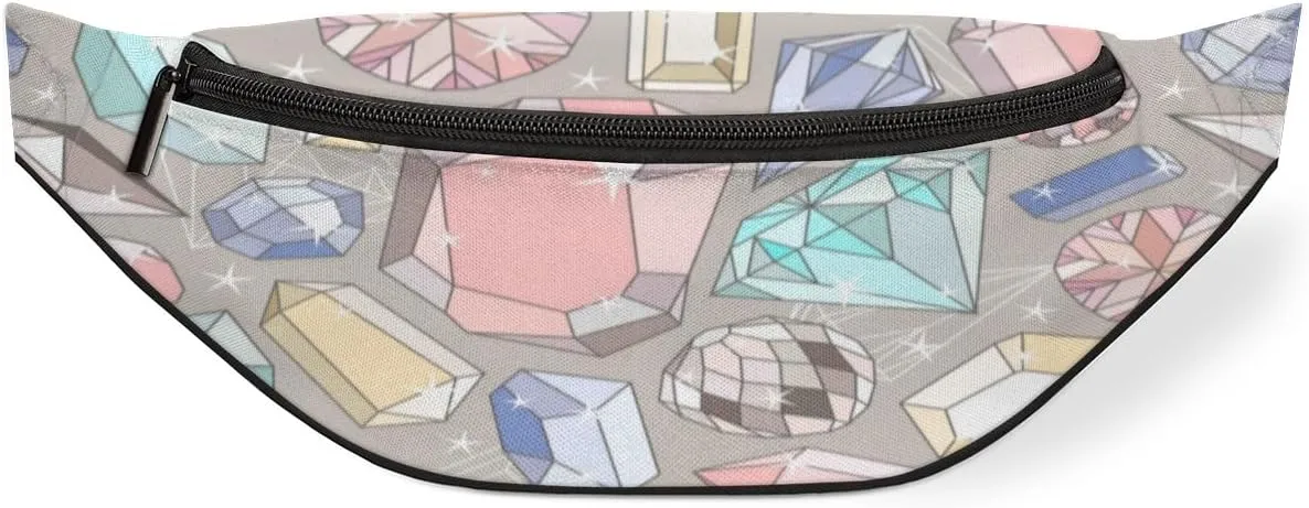Fanny Pack for Women Men Waist Pack Cartoon Gemstone Pattern Crossbody Bag with Adjustable Straps for Hiking Running Walking Travel Cycling