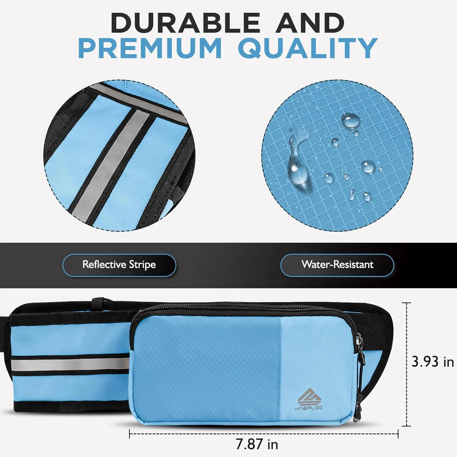 Fanny Pack for Women Men with Water Bottle Holder,Waist Bag for Hiking,Travel,Running,Dog Walking,Workout,Cycling (Light Blue)