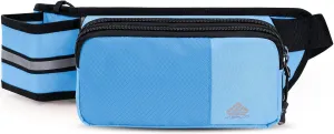 Fanny Pack for Women Men with Water Bottle Holder,Waist Bag for Hiking,Travel,Running,Dog Walking,Workout,Cycling (Light Blue)