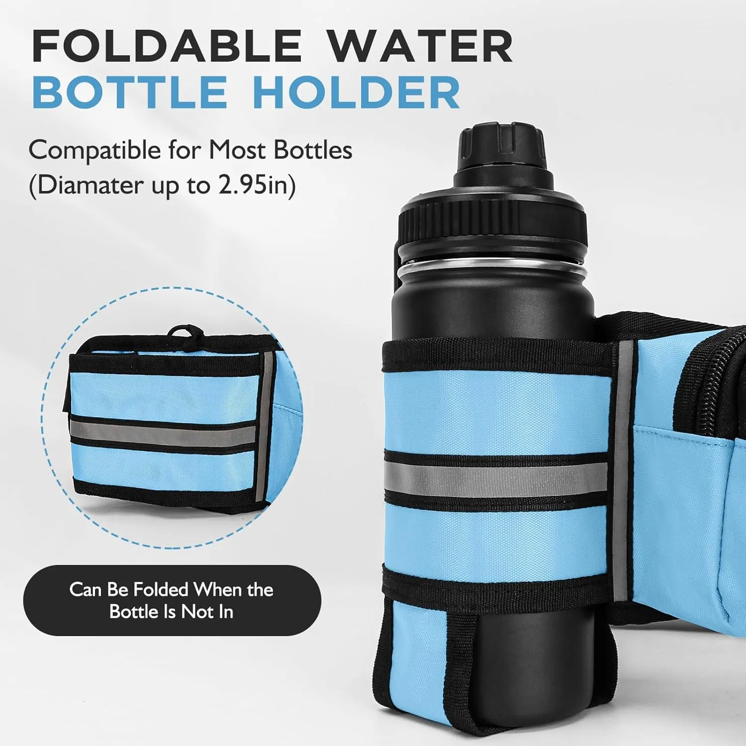Fanny Pack for Women Men with Water Bottle Holder,Waist Bag for Hiking,Travel,Running,Dog Walking,Workout,Cycling (Light Blue)