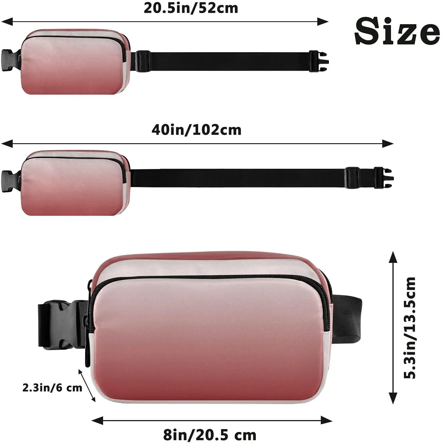 Fanny Pack for Women Men with Zipper Brown Fashion Waist Pack, Small Cross Body bags for Running,Hiking,Cycling,Travel 20833-1