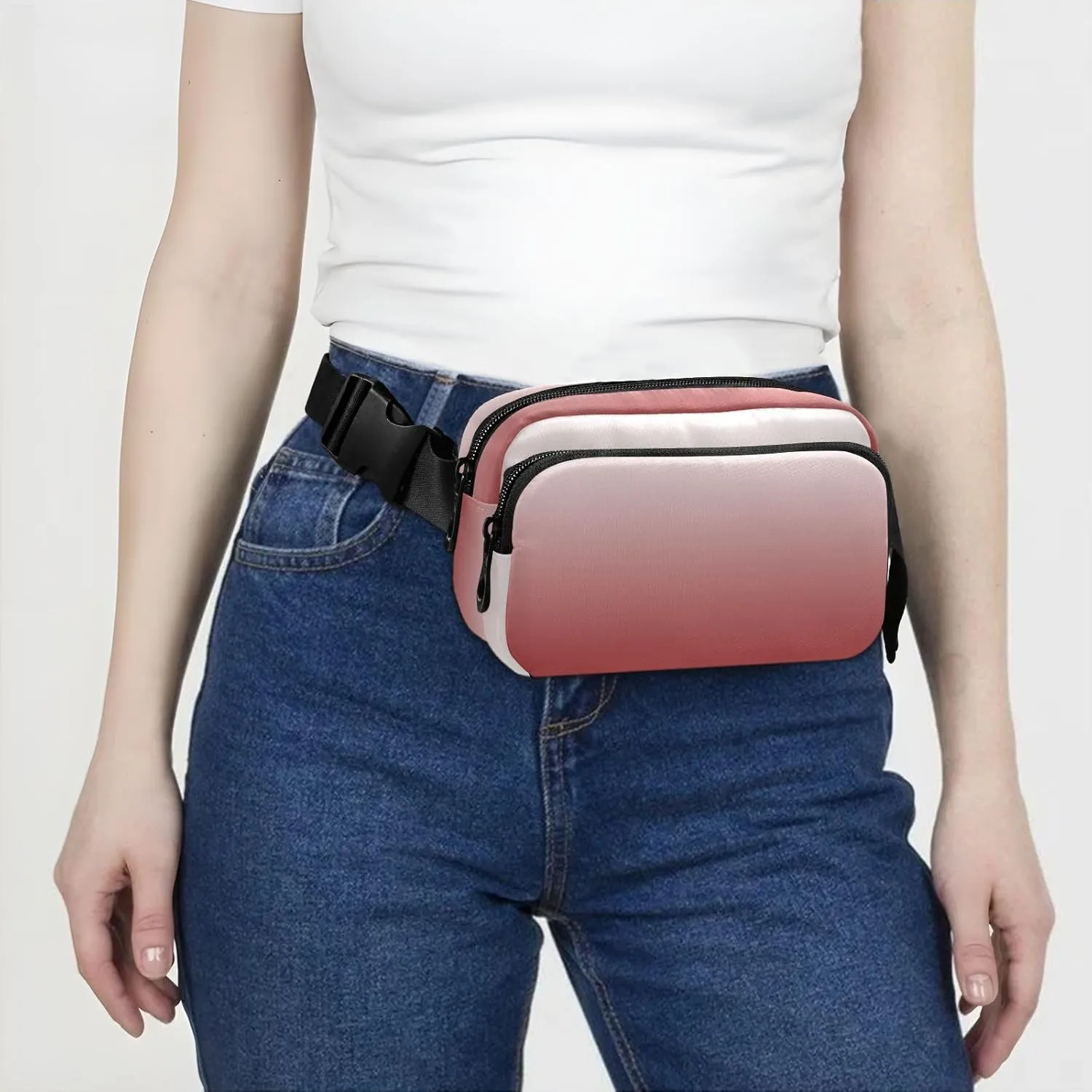 Fanny Pack for Women Men with Zipper Brown Fashion Waist Pack, Small Cross Body bags for Running,Hiking,Cycling,Travel 20833-1