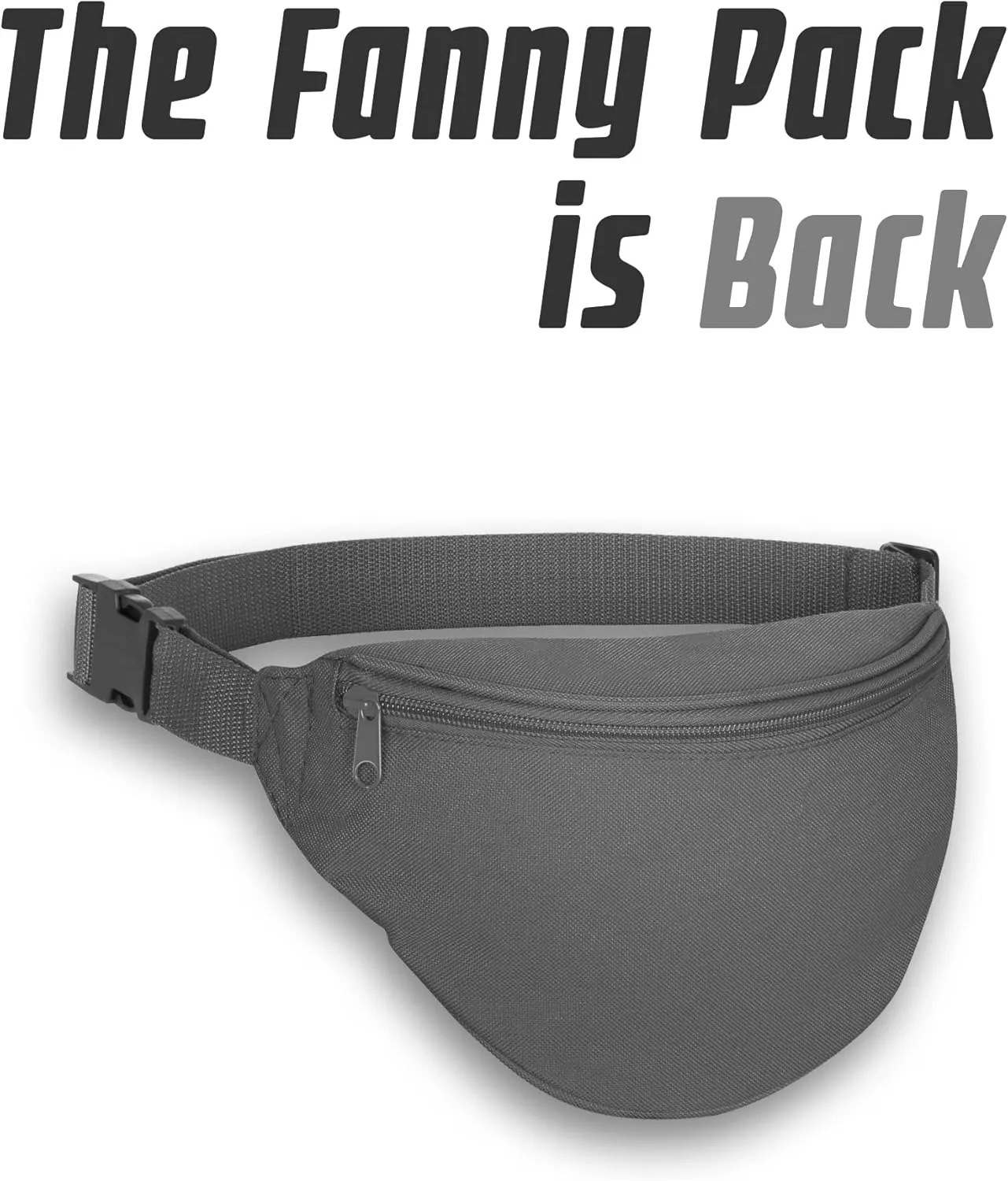 Fanny Pack, MISSMOON Adjustable 2 Zipper Travel Sport Running Hiking Walking Biking Waist Fanny Pack Bag For Woven Men Adult GREY