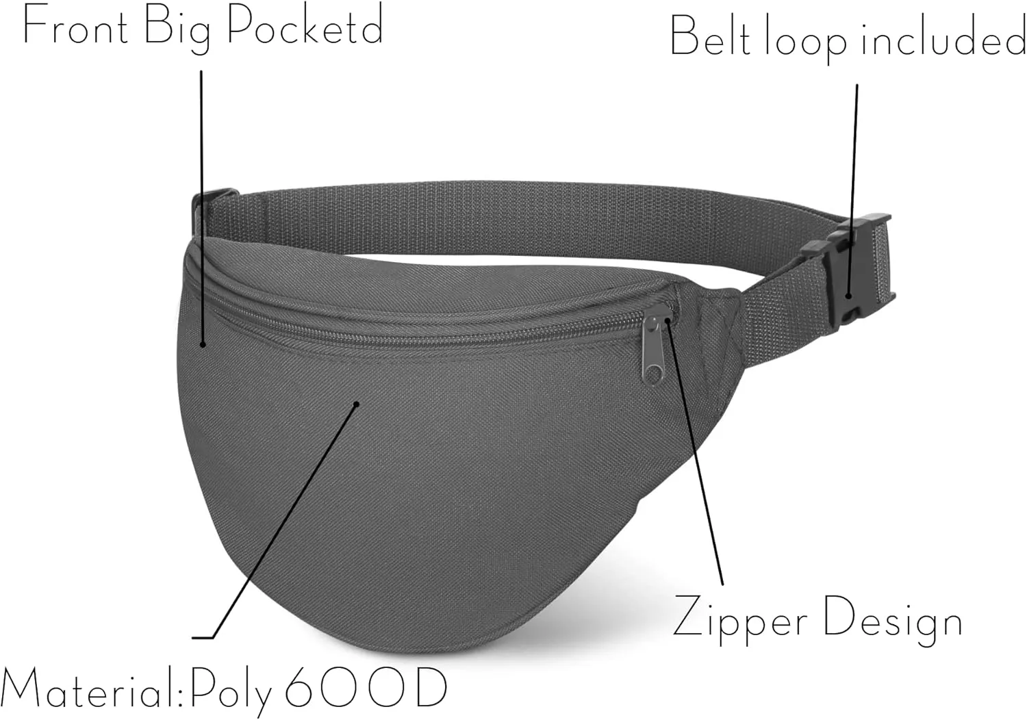Fanny Pack, MISSMOON Adjustable 2 Zipper Travel Sport Running Hiking Walking Biking Waist Fanny Pack Bag For Woven Men Adult GREY