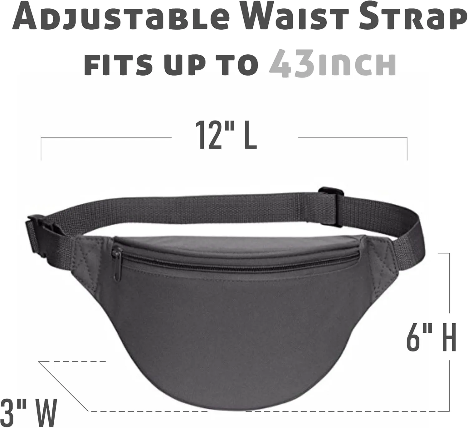 Fanny Pack, MISSMOON Adjustable 2 Zipper Travel Sport Running Hiking Walking Biking Waist Fanny Pack Bag For Woven Men Adult GREY