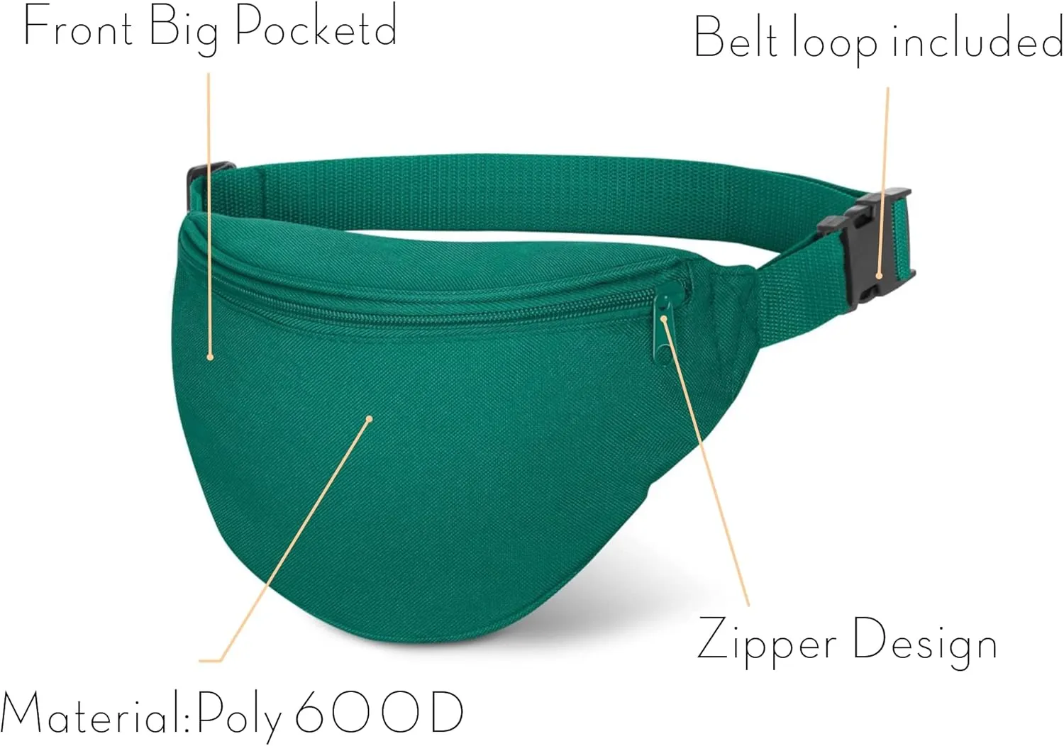 Fanny Pack, MISSMOON Adjustable 2 Zipper Travel Sport Running Hiking Walking Biking Waist Fanny Pack Bag For Woven Men Adult HUNTER GREEN
