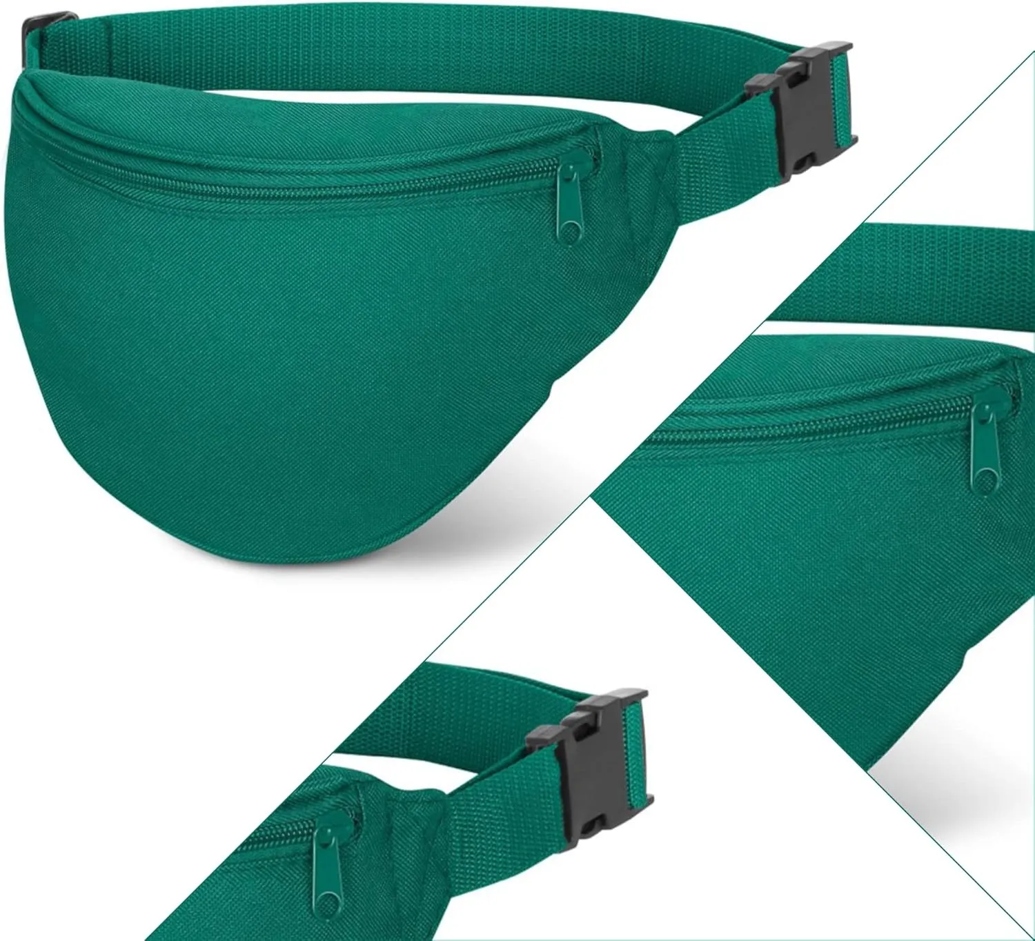 Fanny Pack, MISSMOON Adjustable 2 Zipper Travel Sport Running Hiking Walking Biking Waist Fanny Pack Bag For Woven Men Adult HUNTER GREEN