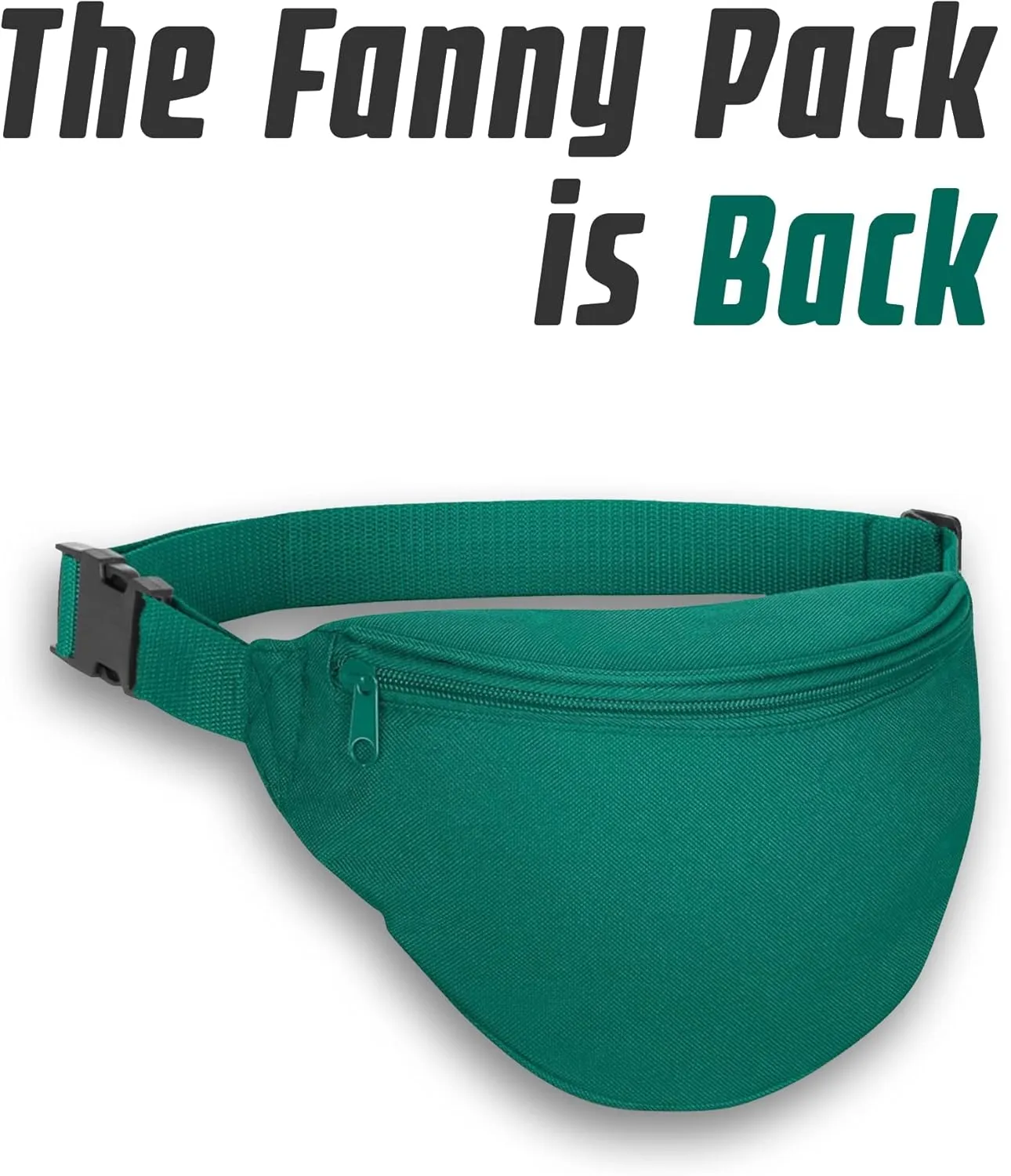 Fanny Pack, MISSMOON Adjustable 2 Zipper Travel Sport Running Hiking Walking Biking Waist Fanny Pack Bag For Woven Men Adult HUNTER GREEN