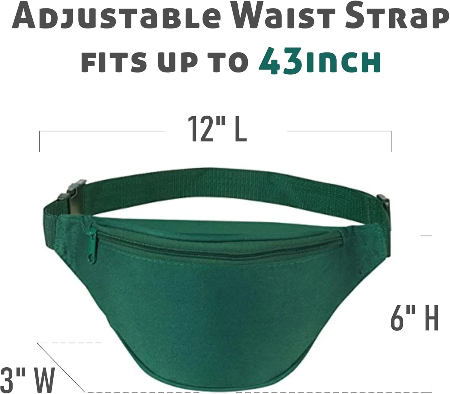Fanny Pack, MISSMOON Adjustable 2 Zipper Travel Sport Running Hiking Walking Biking Waist Fanny Pack Bag For Woven Men Adult HUNTER GREEN