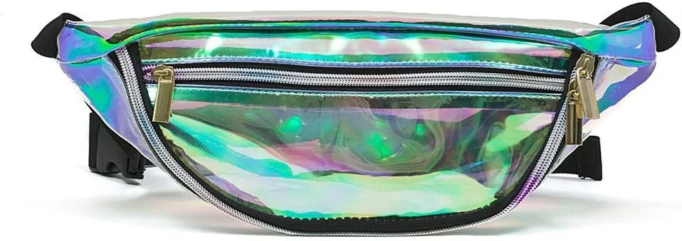 Fashion Men & Women's Transparent PVC Hologram Fanny Pack Bum Bag Purse Waist Bag