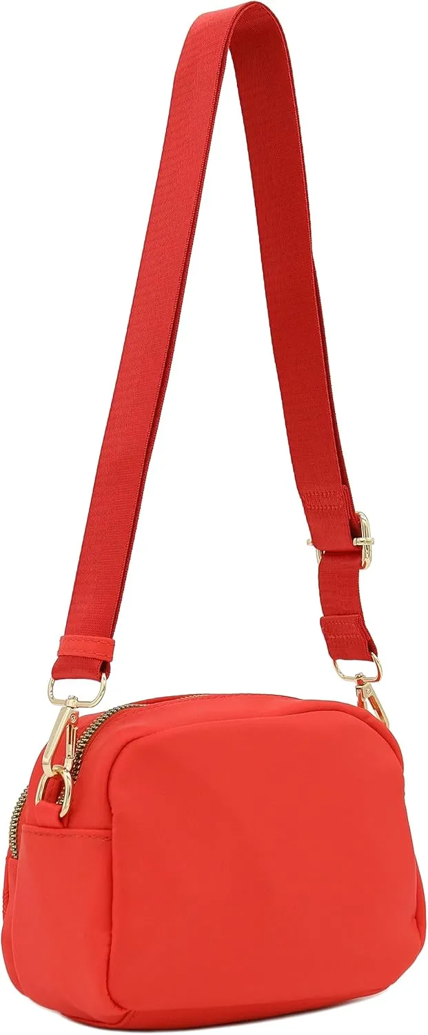 FashionPuzzle Quilted Nylon Crossbody Bag with Wide Strap