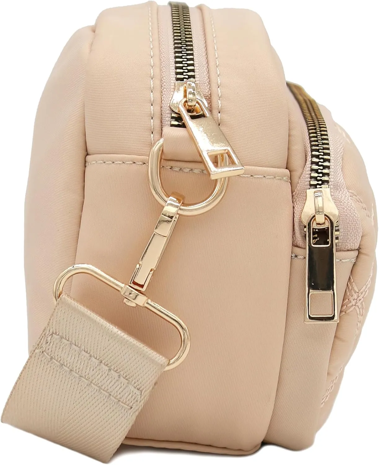 FashionPuzzle Quilted Nylon Crossbody Bag with Wide Strap