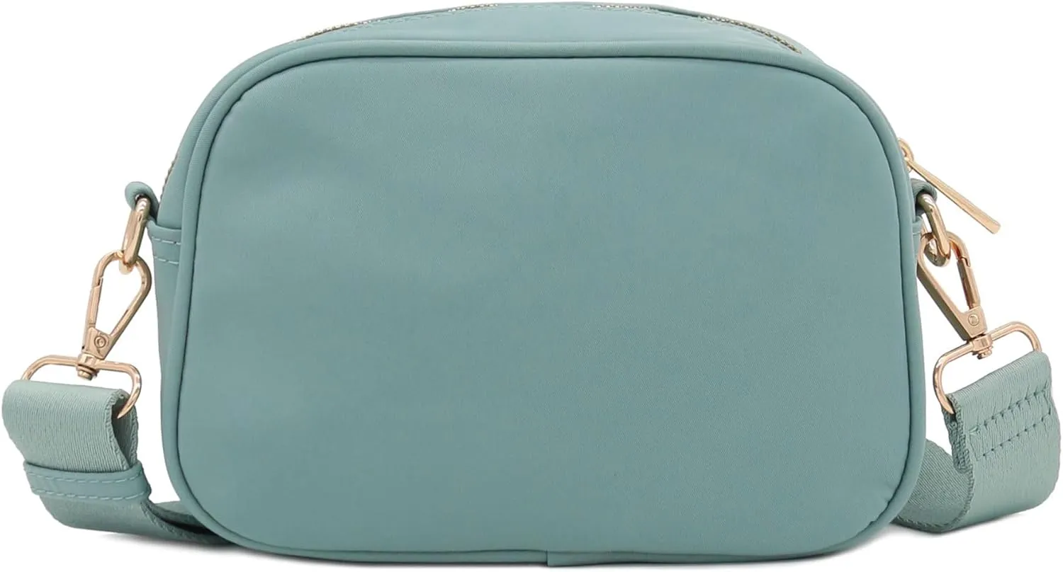 FashionPuzzle Quilted Nylon Crossbody Bag with Wide Strap