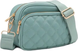 FashionPuzzle Quilted Nylon Crossbody Bag with Wide Strap