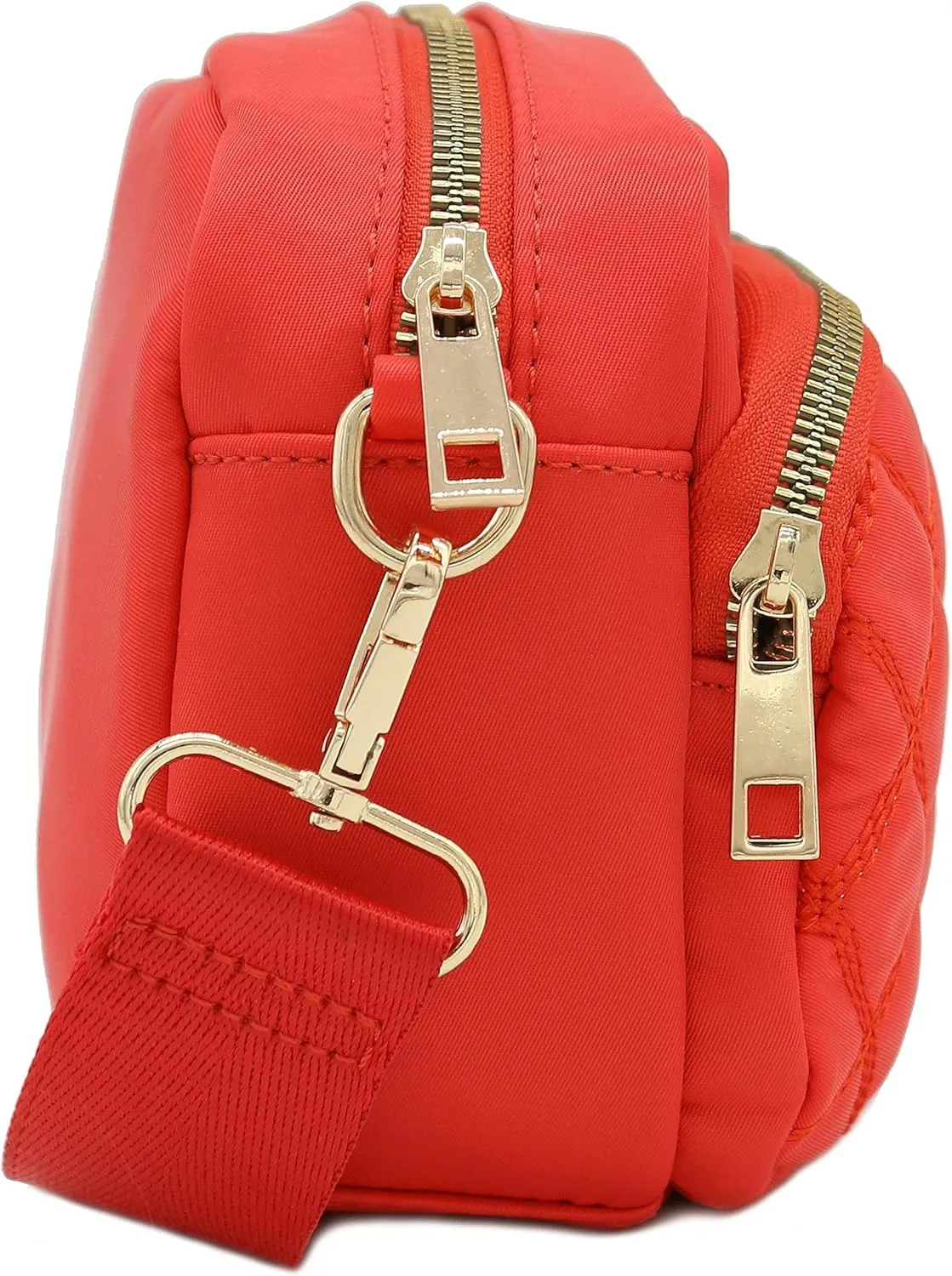 FashionPuzzle Quilted Nylon Crossbody Bag with Wide Strap