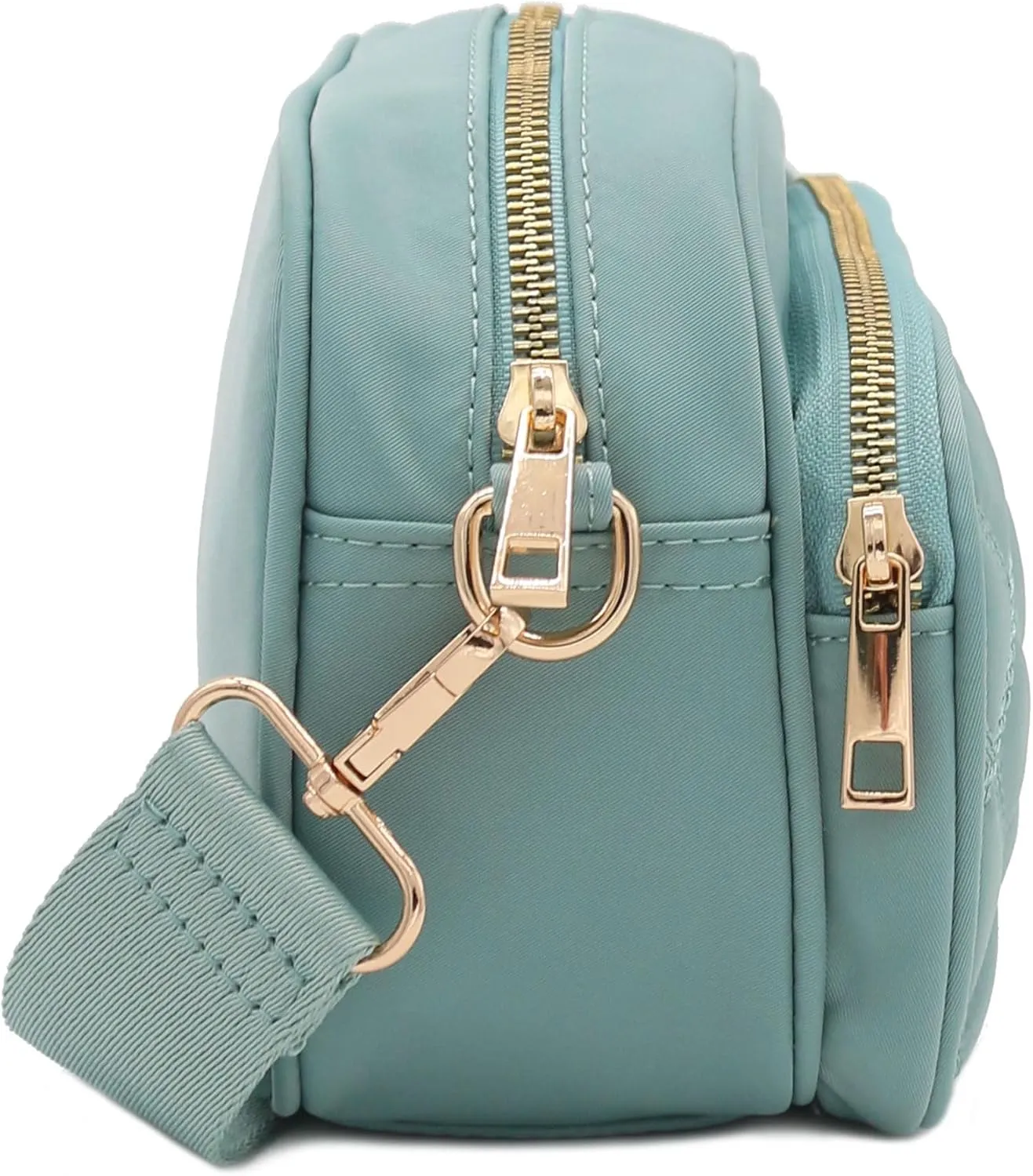FashionPuzzle Quilted Nylon Crossbody Bag with Wide Strap