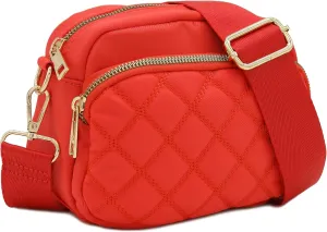 FashionPuzzle Quilted Nylon Crossbody Bag with Wide Strap
