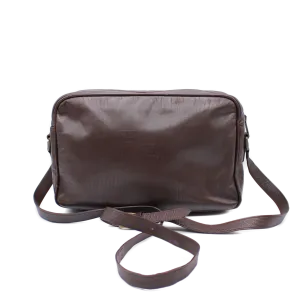 Fendi Brown Leather FF Embossed Crossbody Bag Vintage