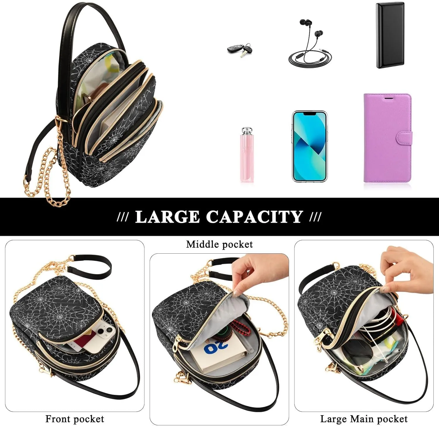 Festive Cell Phone Purse Crossbody Handbag Durable Shoulder Bag