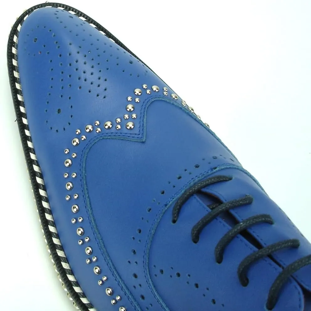 FI-7201 Men's Leather Lace up Wing Tip Shoes