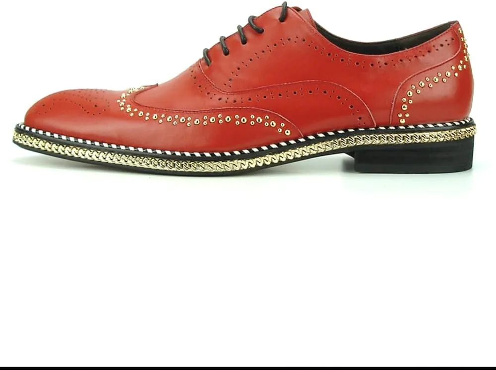 FI-7201 Men's Leather Lace up Wing Tip Shoes