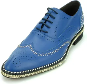 FI-7201 Men's Leather Lace up Wing Tip Shoes