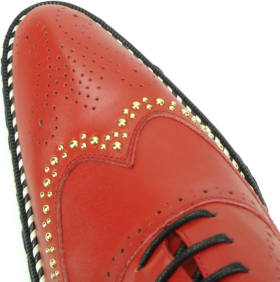 FI-7201 Men's Leather Lace up Wing Tip Shoes