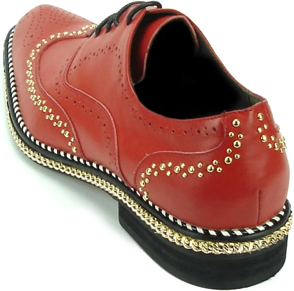 FI-7201 Men's Leather Lace up Wing Tip Shoes